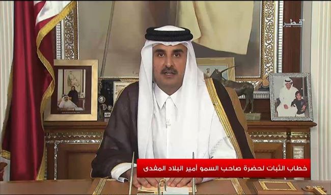 أمير قطر يعلن بأول خطاب له منذ بدء الأزمة استعداد بلاده لحل على مبدأين
