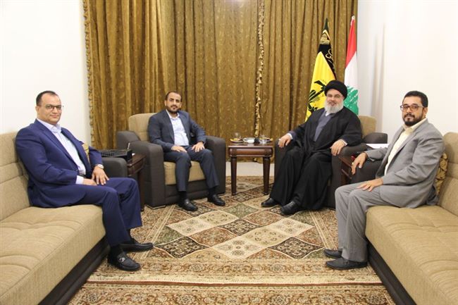 وفد من الحوثيين برئاسة الناطق الرسمي للجماعة في ضيافة أمين حزب الله